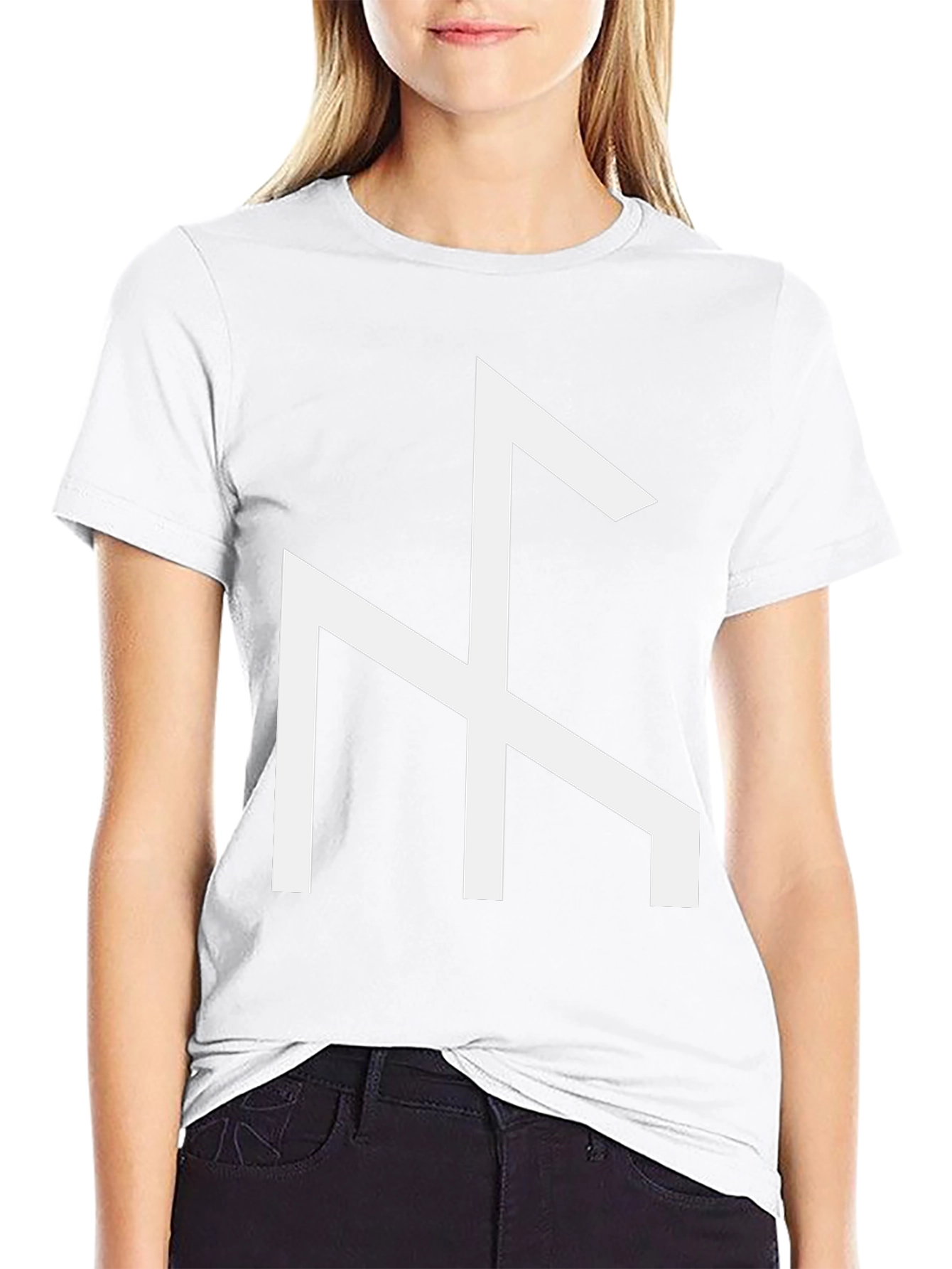 Black T-Shirt with White Viking Rune Symbol
