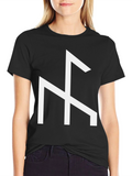 Black T-Shirt with White Viking Rune Symbol