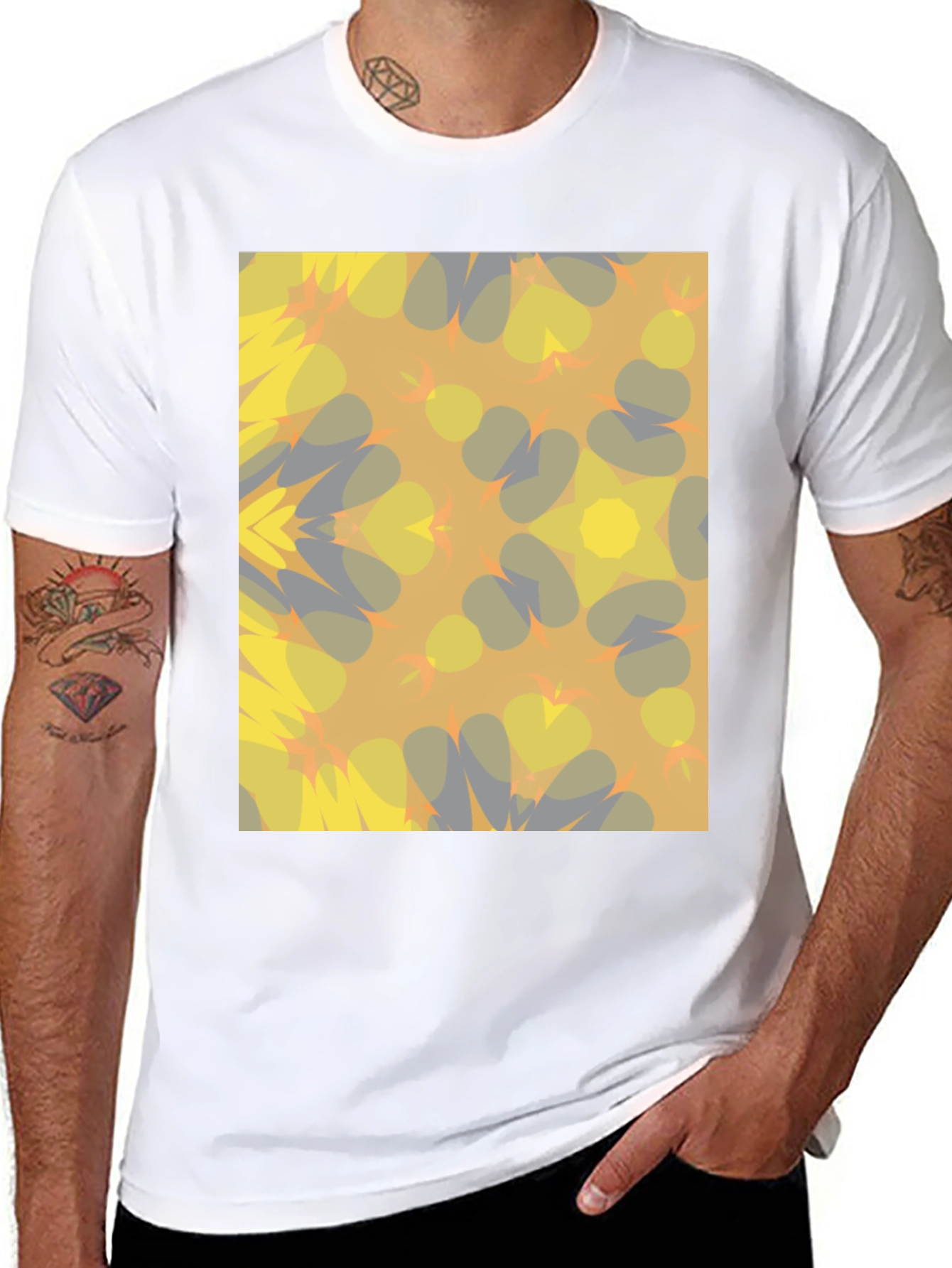 Kaleidoscope Pattern Black T-Shirt