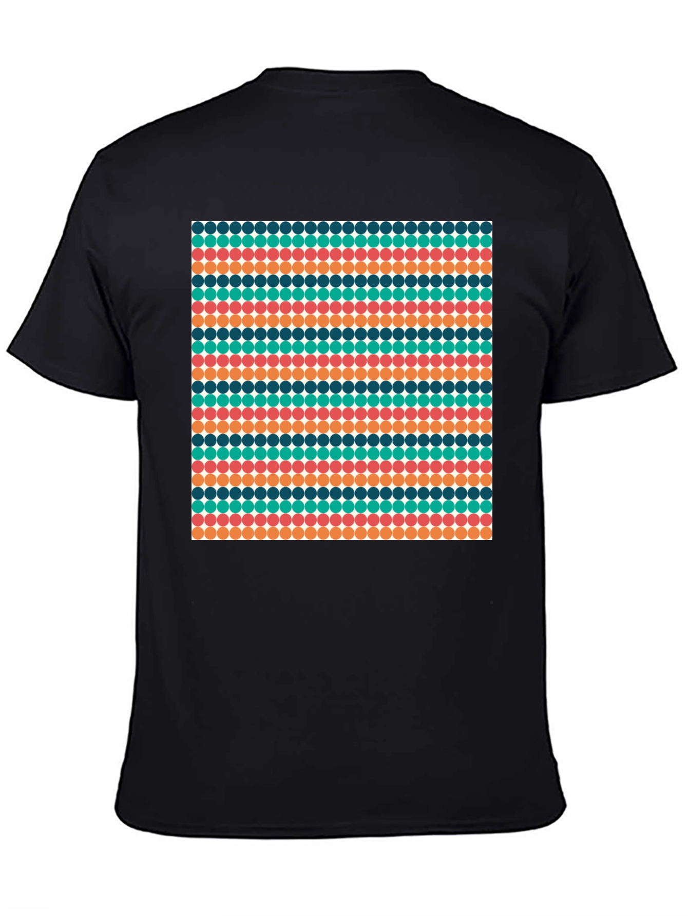 Retro Dot Pattern Black T-Shirt