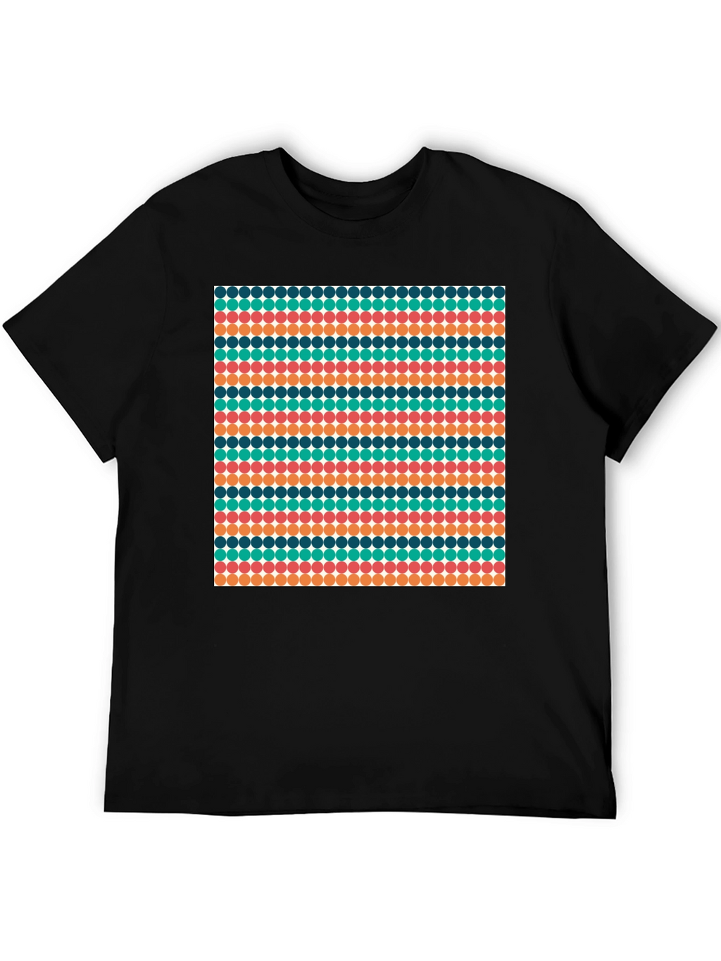 Retro Dot Pattern Black T-Shirt