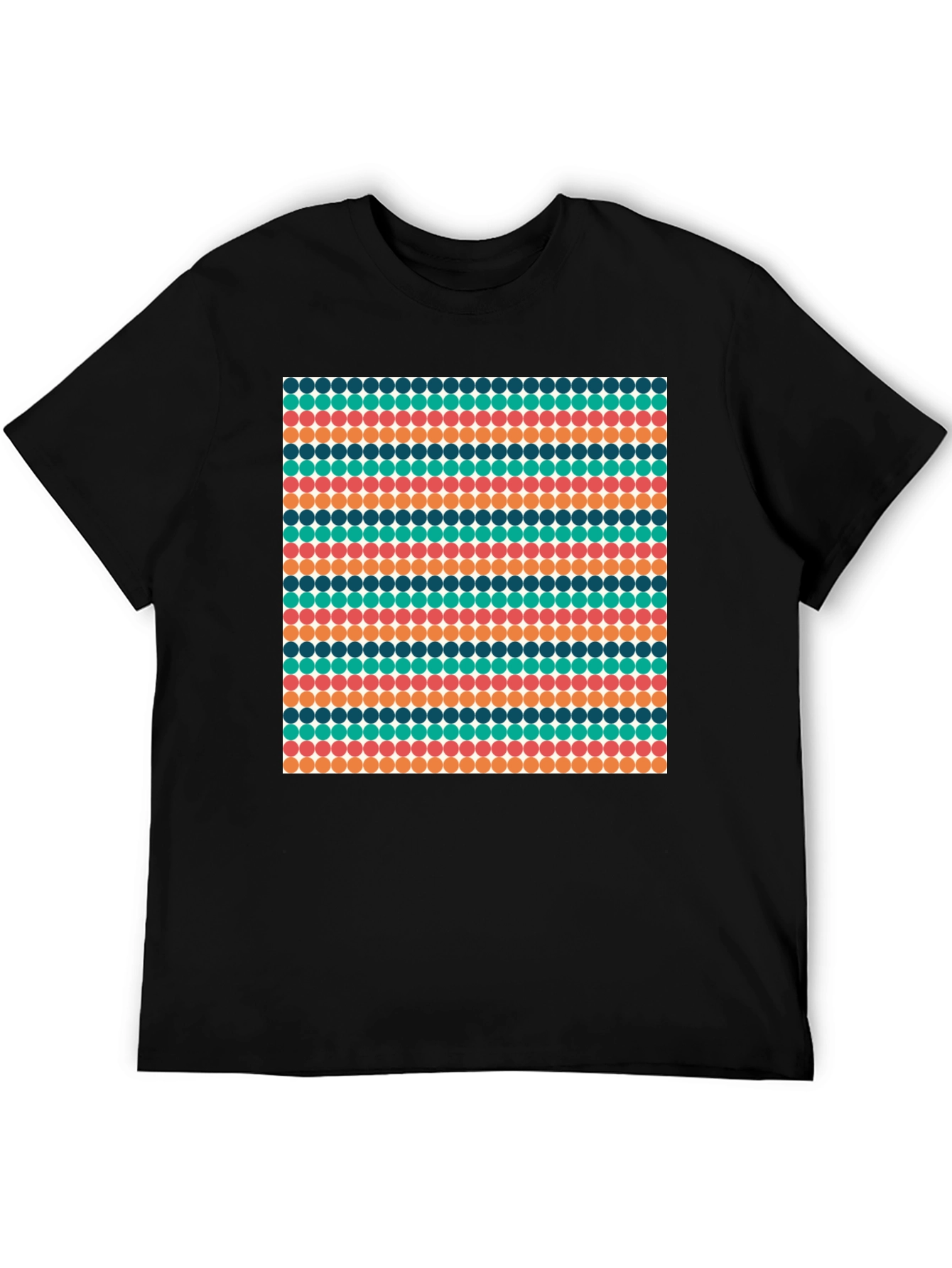 Retro Dot Pattern Black T-Shirt