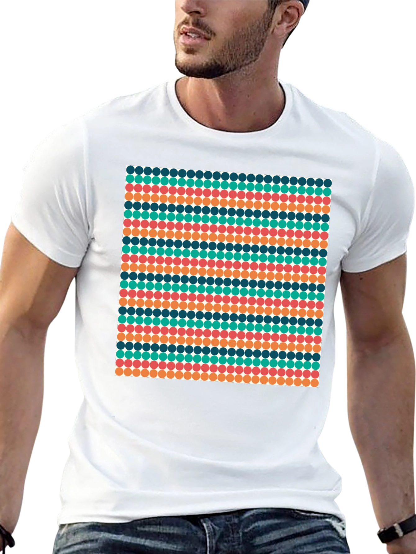Retro Dot Pattern Black T-Shirt