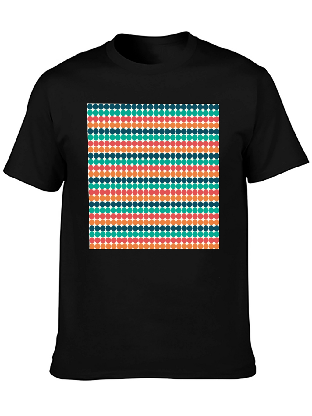 Retro Dot Pattern Black T-Shirt