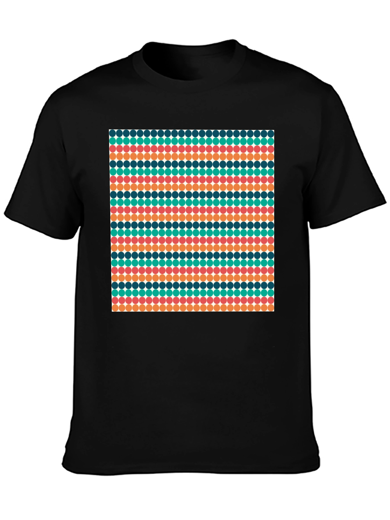 Retro Dot Pattern Black T-Shirt