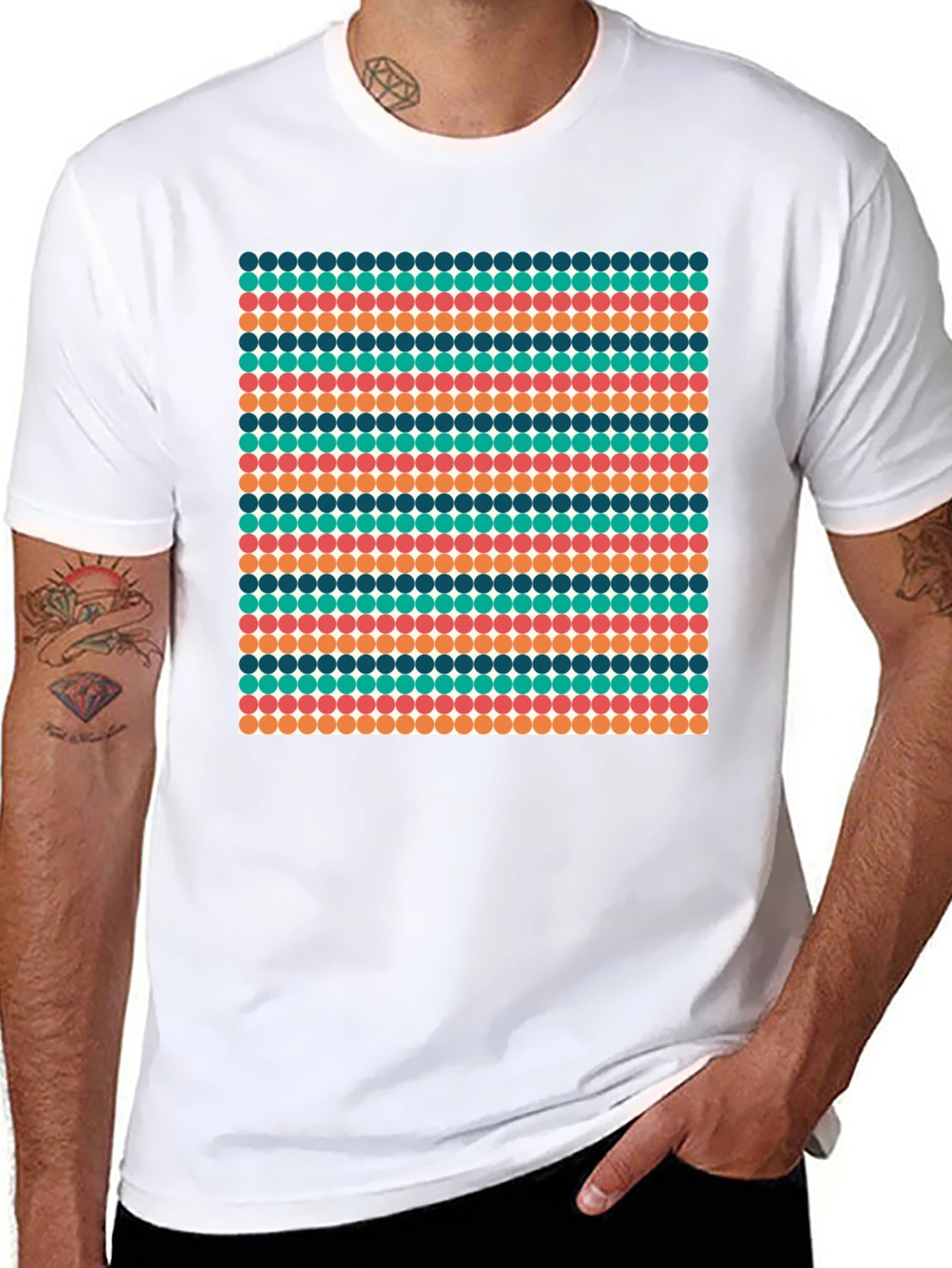 Retro Dot Pattern Black T-Shirt