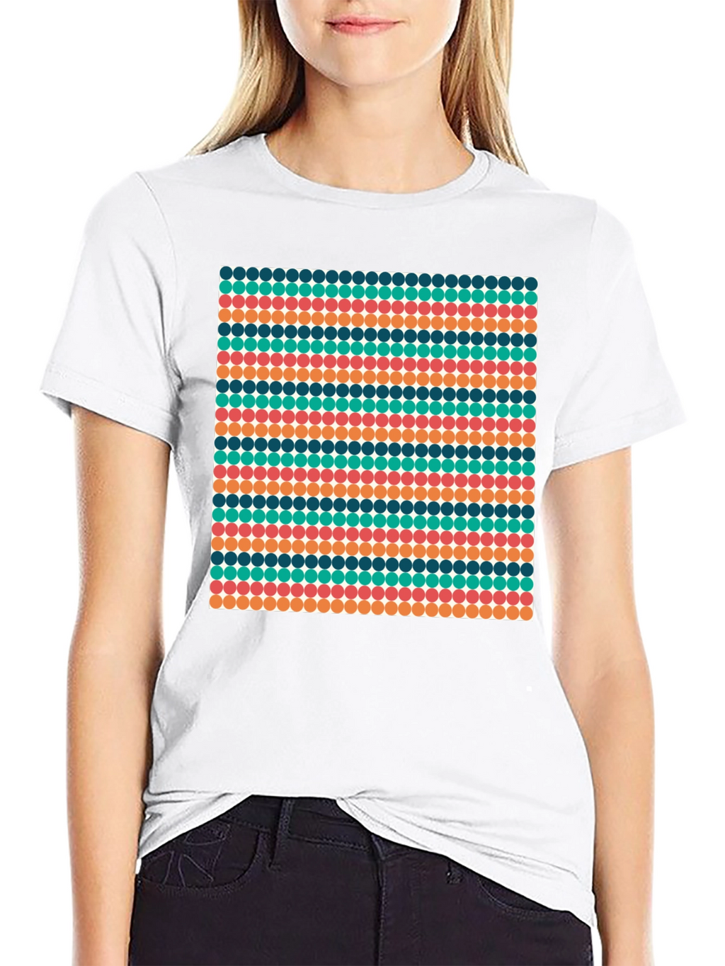 Retro Dot Pattern Black T-Shirt