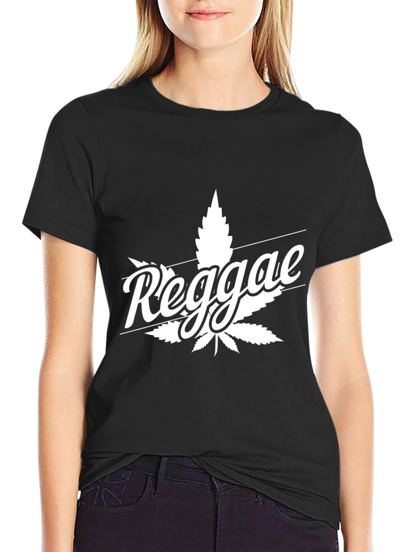 Reggae Leaf Graphic Black T-Shirt