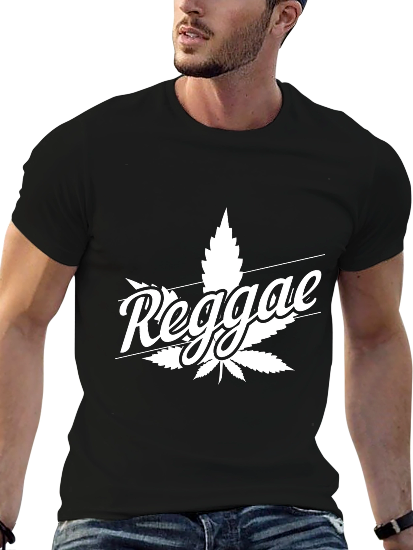 Reggae Leaf Graphic Black T-Shirt
