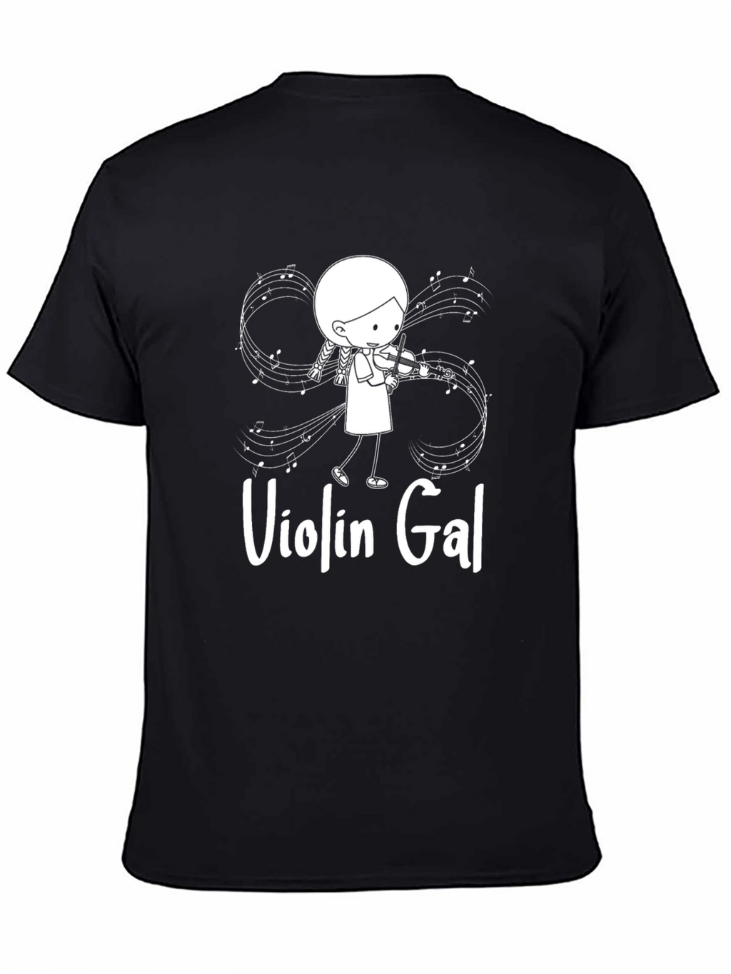 Violin Gal Graphic T-Shirt - Black Cotton Tee