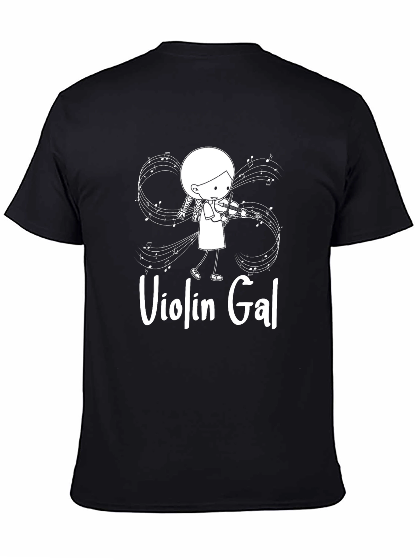 Violin Gal Graphic T-Shirt - Black Cotton Tee