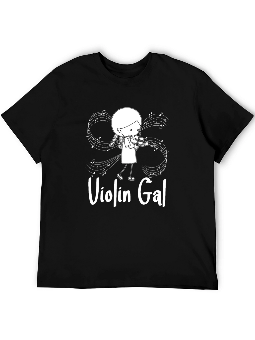 Violin Gal Graphic T-Shirt - Black Cotton Tee