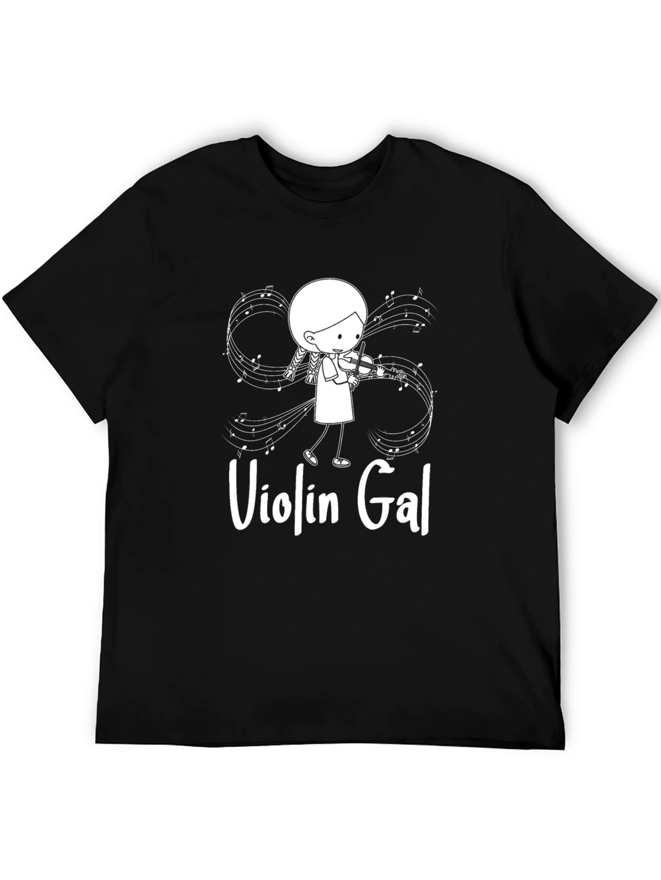 Violin Gal Graphic T-Shirt - Black Cotton Tee