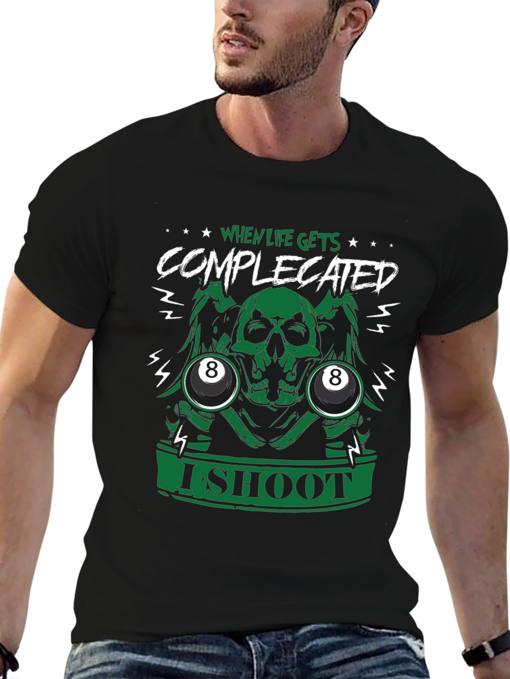 Complicated Life Skull 8-Ball Graphic Tee