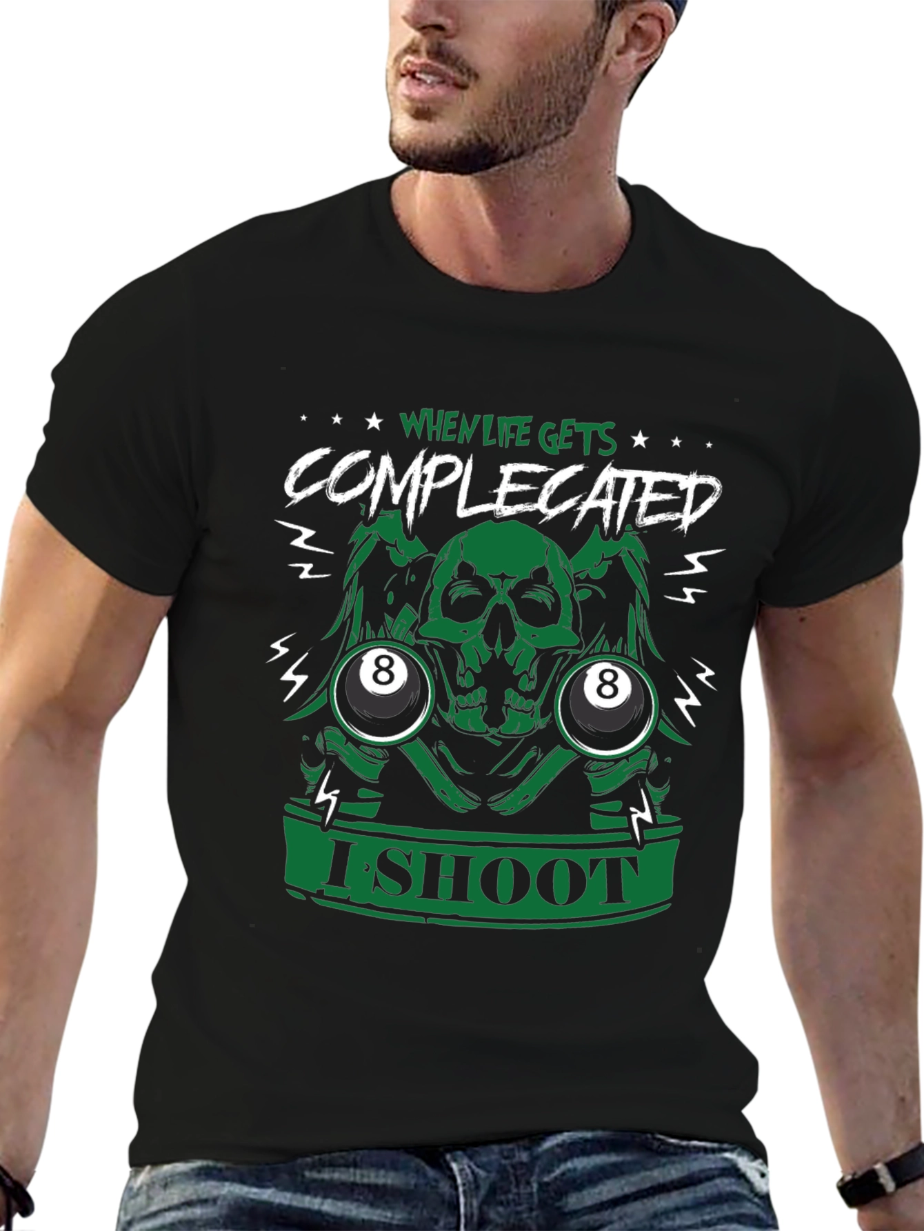 Complicated Life Skull 8-Ball Graphic Tee