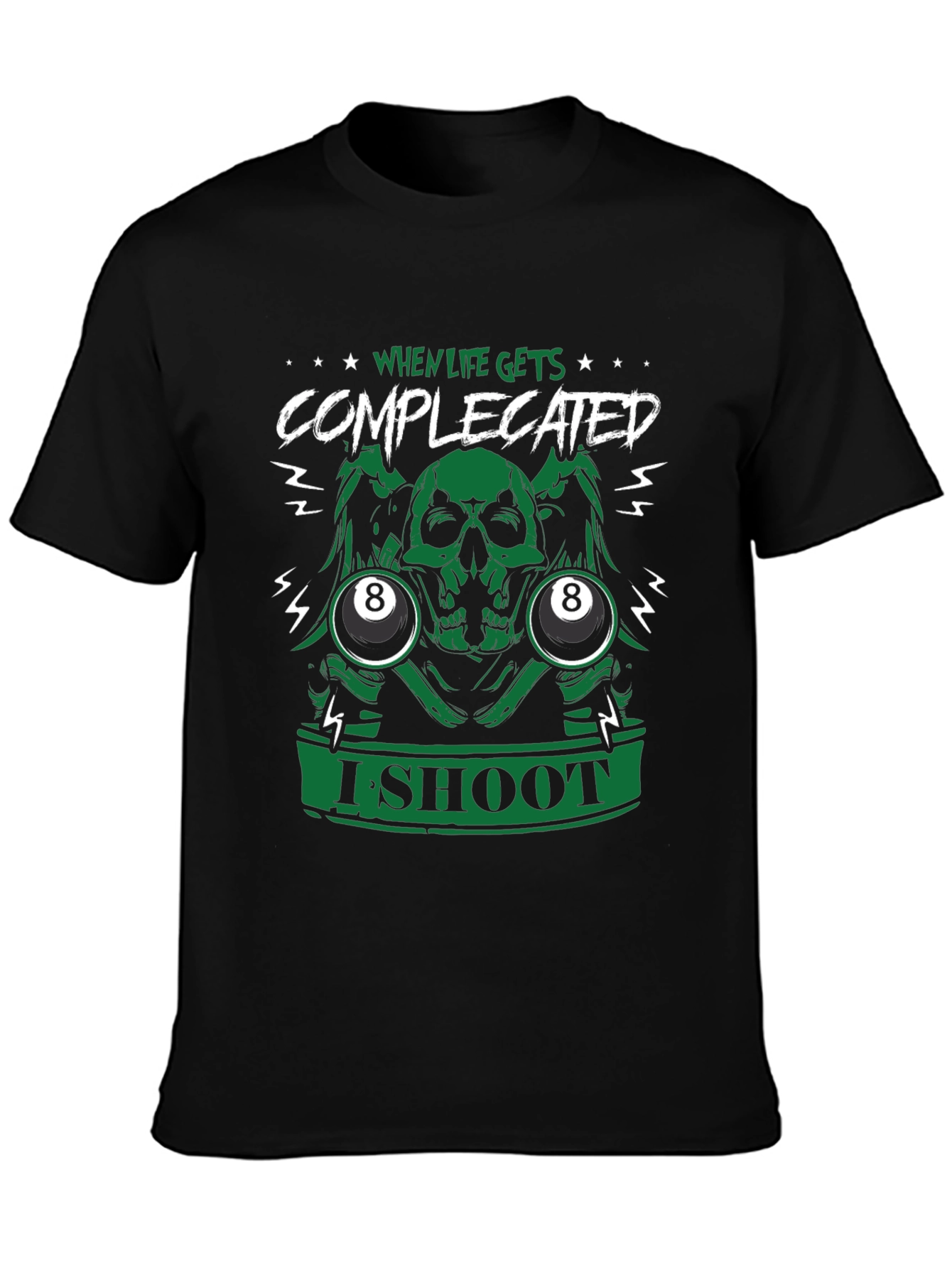 Complicated Life Skull 8-Ball Graphic Tee