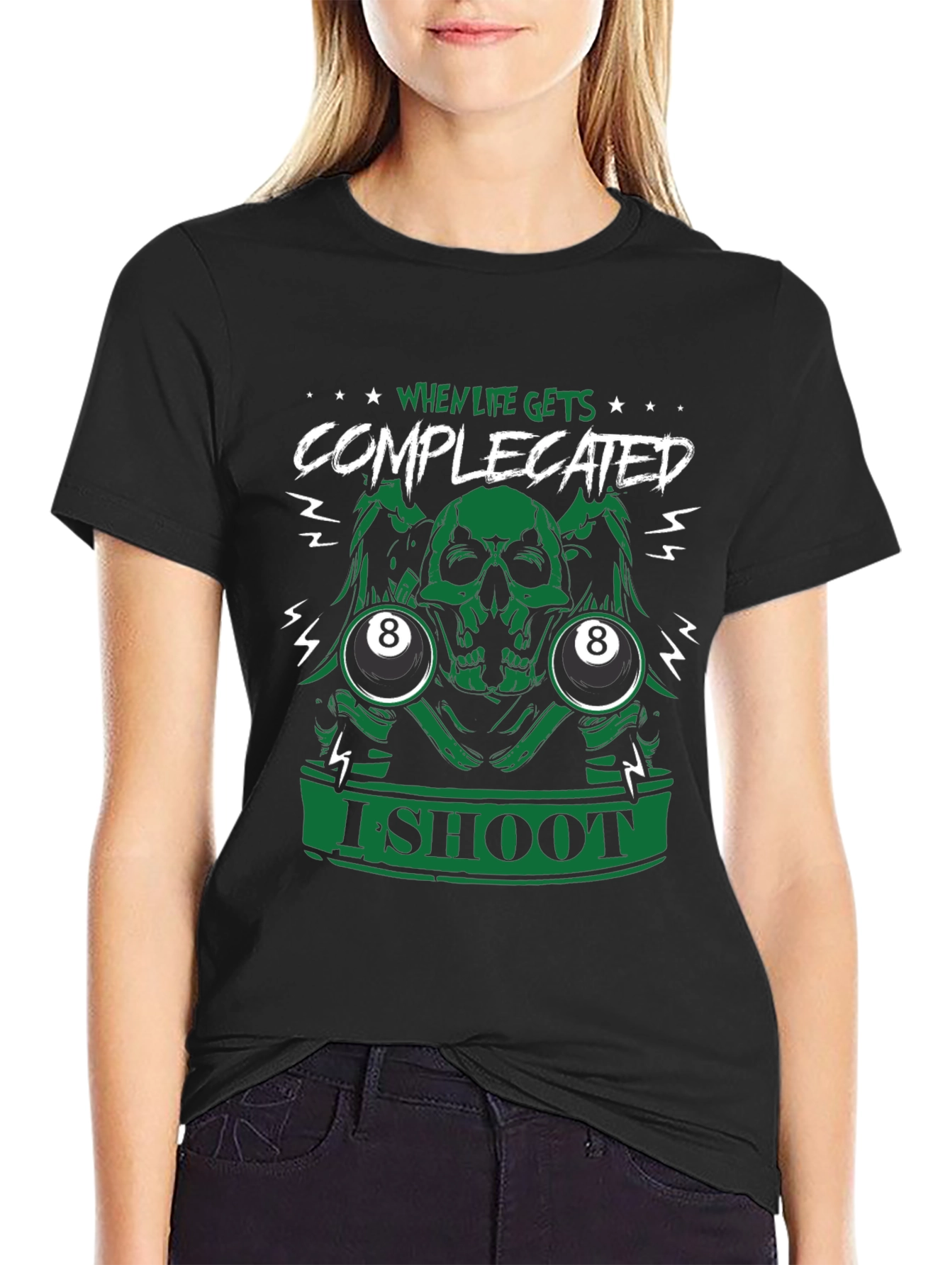 Complicated Life Skull 8-Ball Graphic Tee