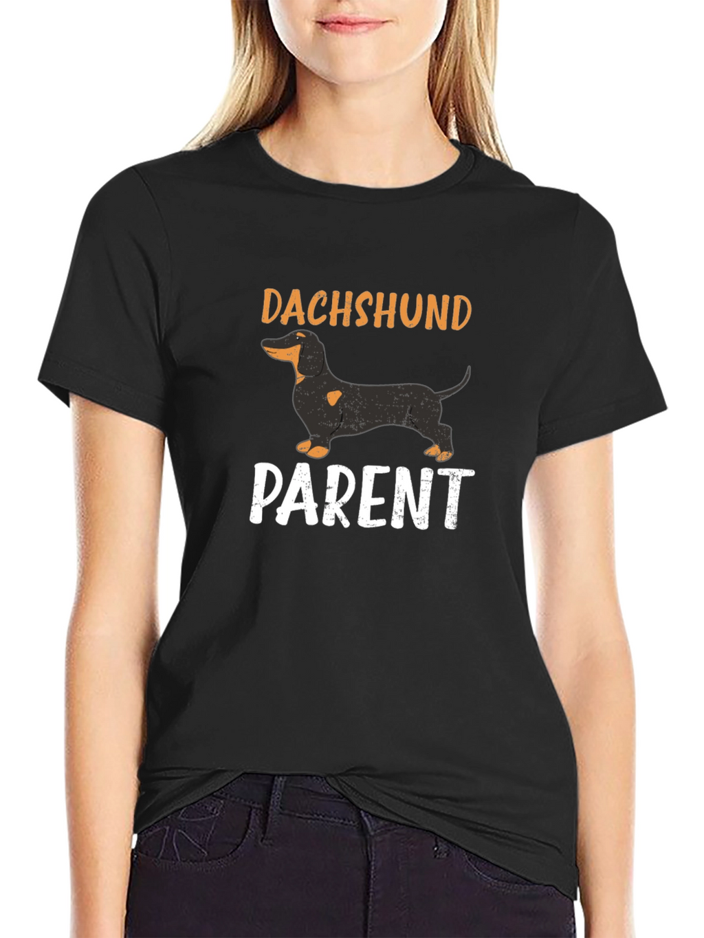 Dachshund Parent T-Shirt - Black Cotton Blend