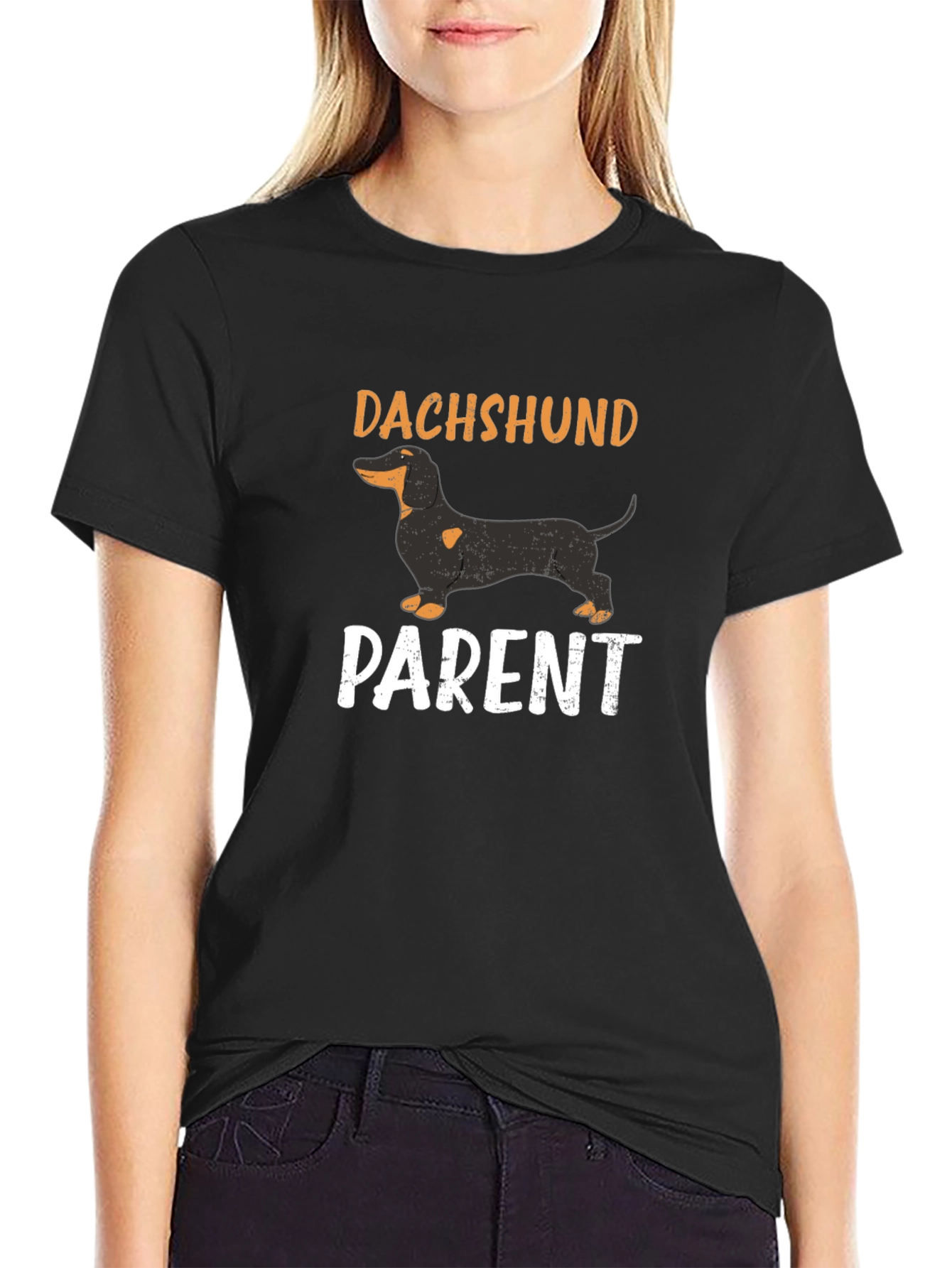 Dachshund Parent T-Shirt - Black Cotton Blend