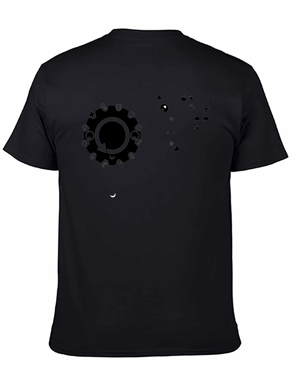 Modern Black Graphic Print Tee - Gear Cycle Design