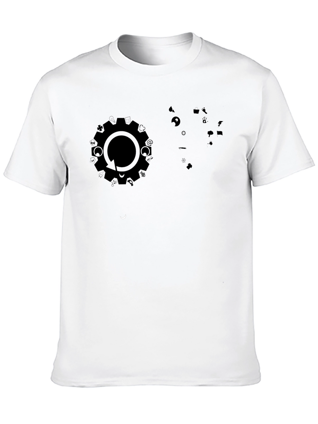 Modern Black Graphic Print Tee - Gear Cycle Design
