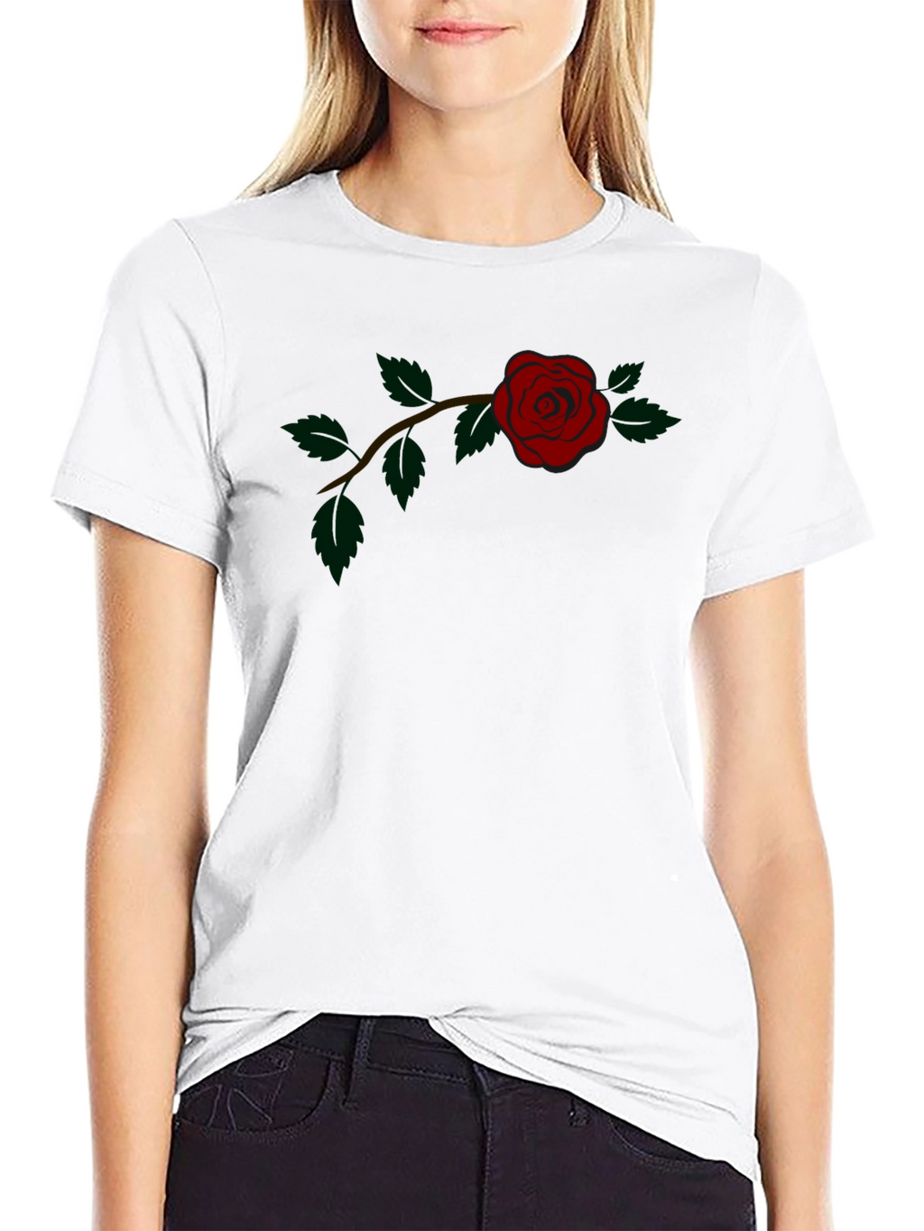 Rose Graphic Tee - Classic Black Cotton