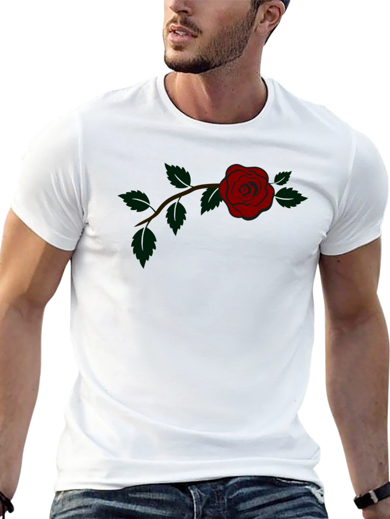 Rose Graphic Tee - Classic Black Cotton