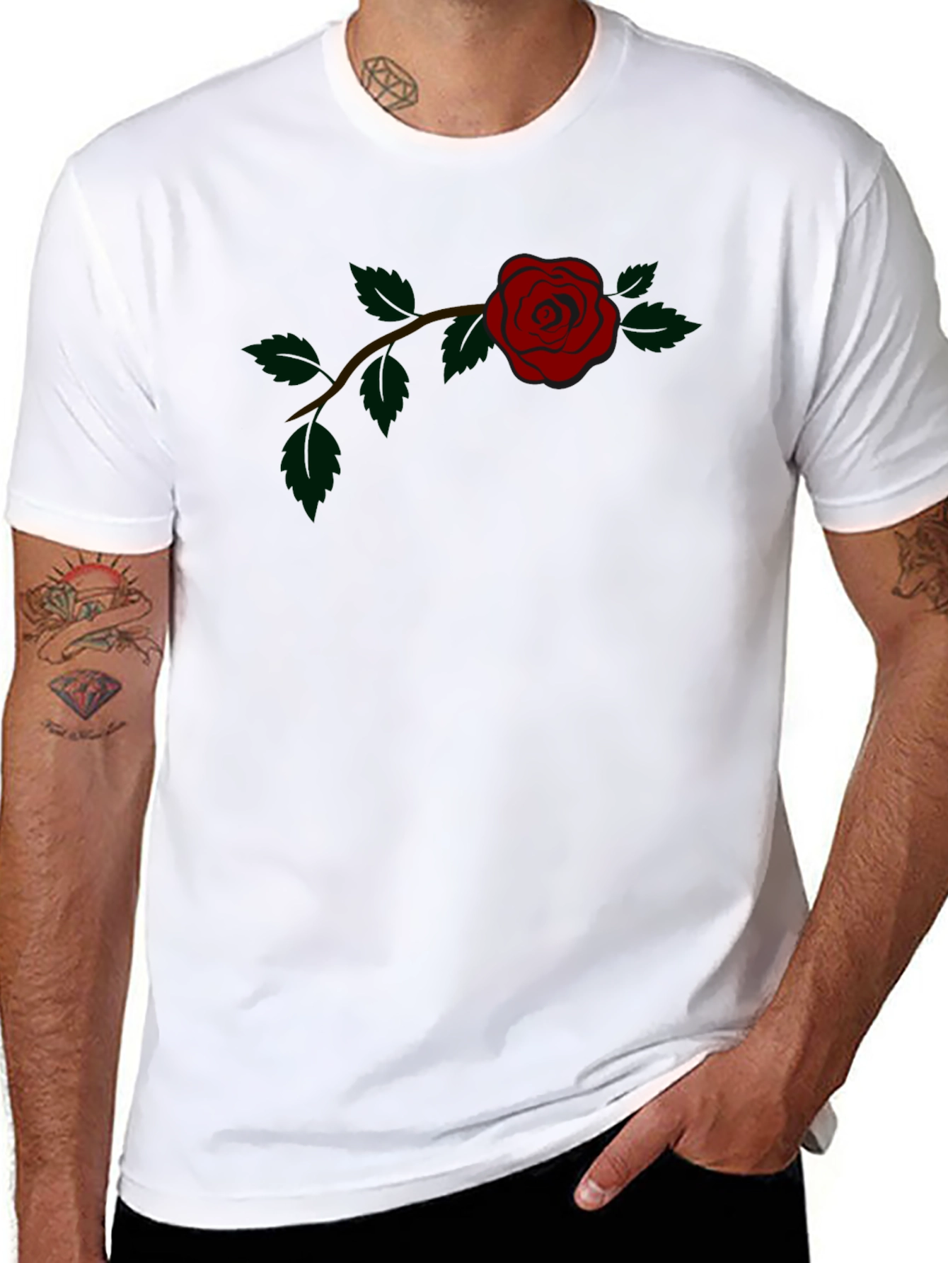 Rose Graphic Tee - Classic Black Cotton