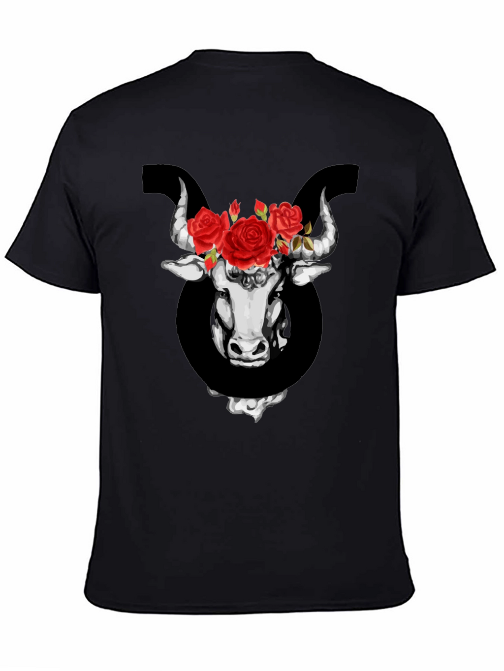 Taurus Zodiac Bull with Roses Graphic T-Shirt