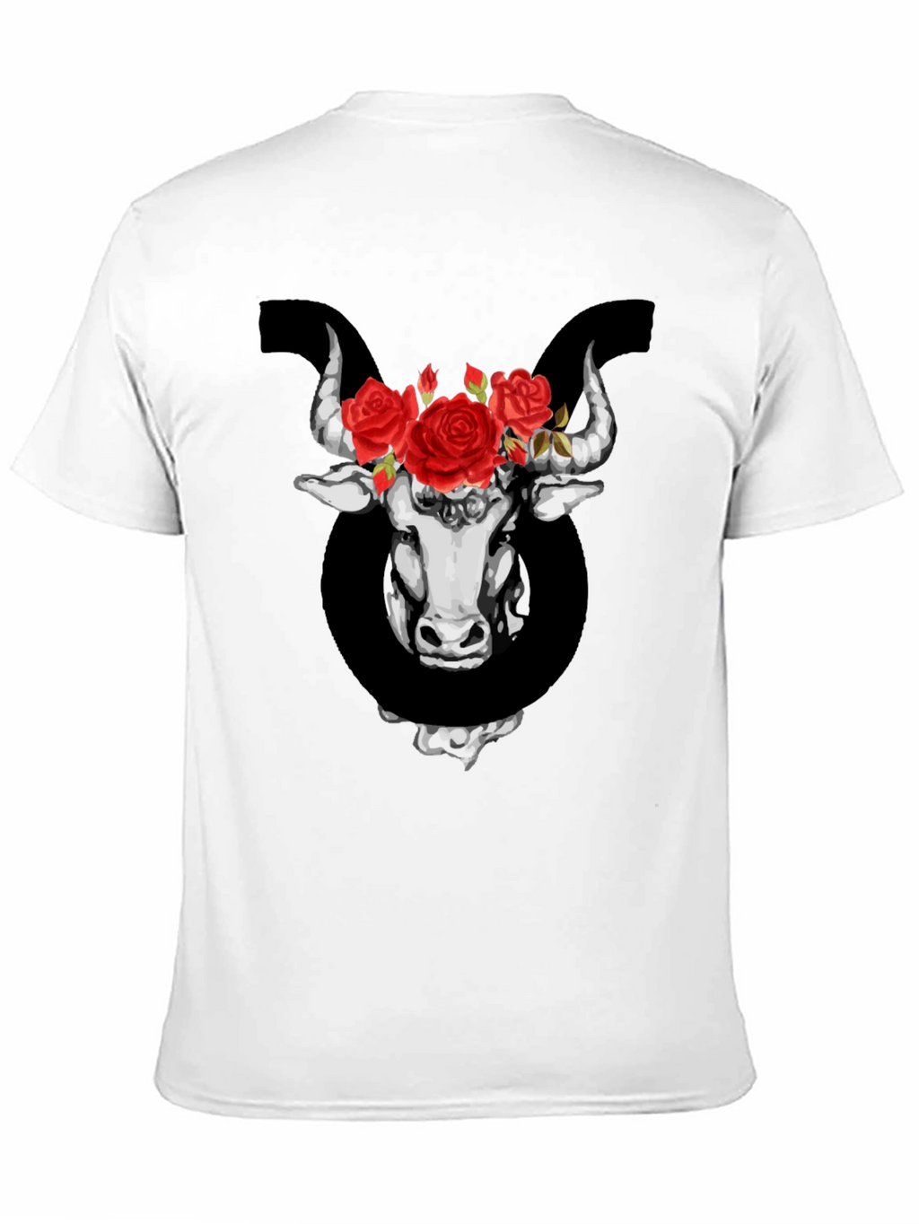 Taurus Zodiac Bull with Roses Graphic T-Shirt