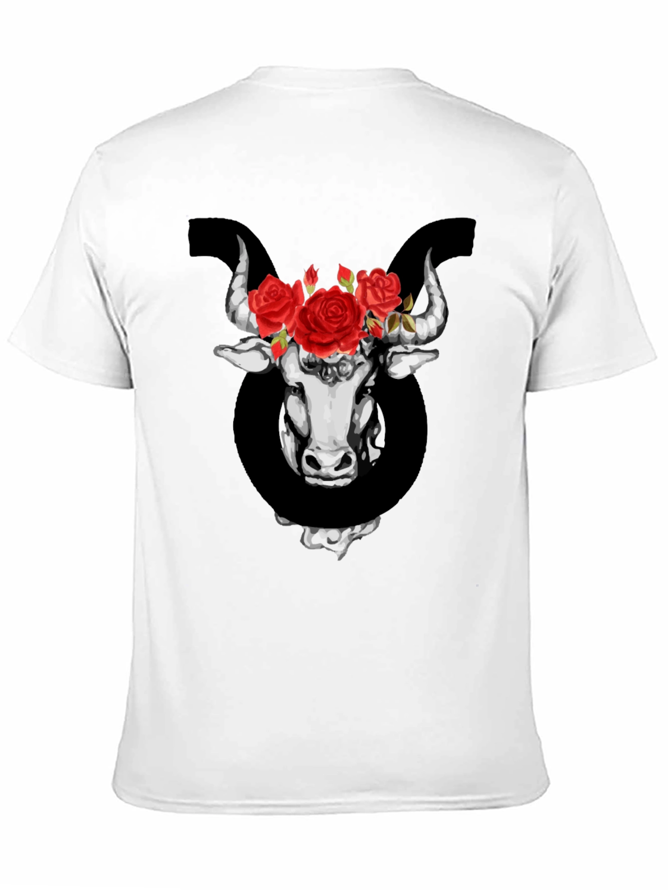 Taurus Zodiac Bull with Roses Graphic T-Shirt