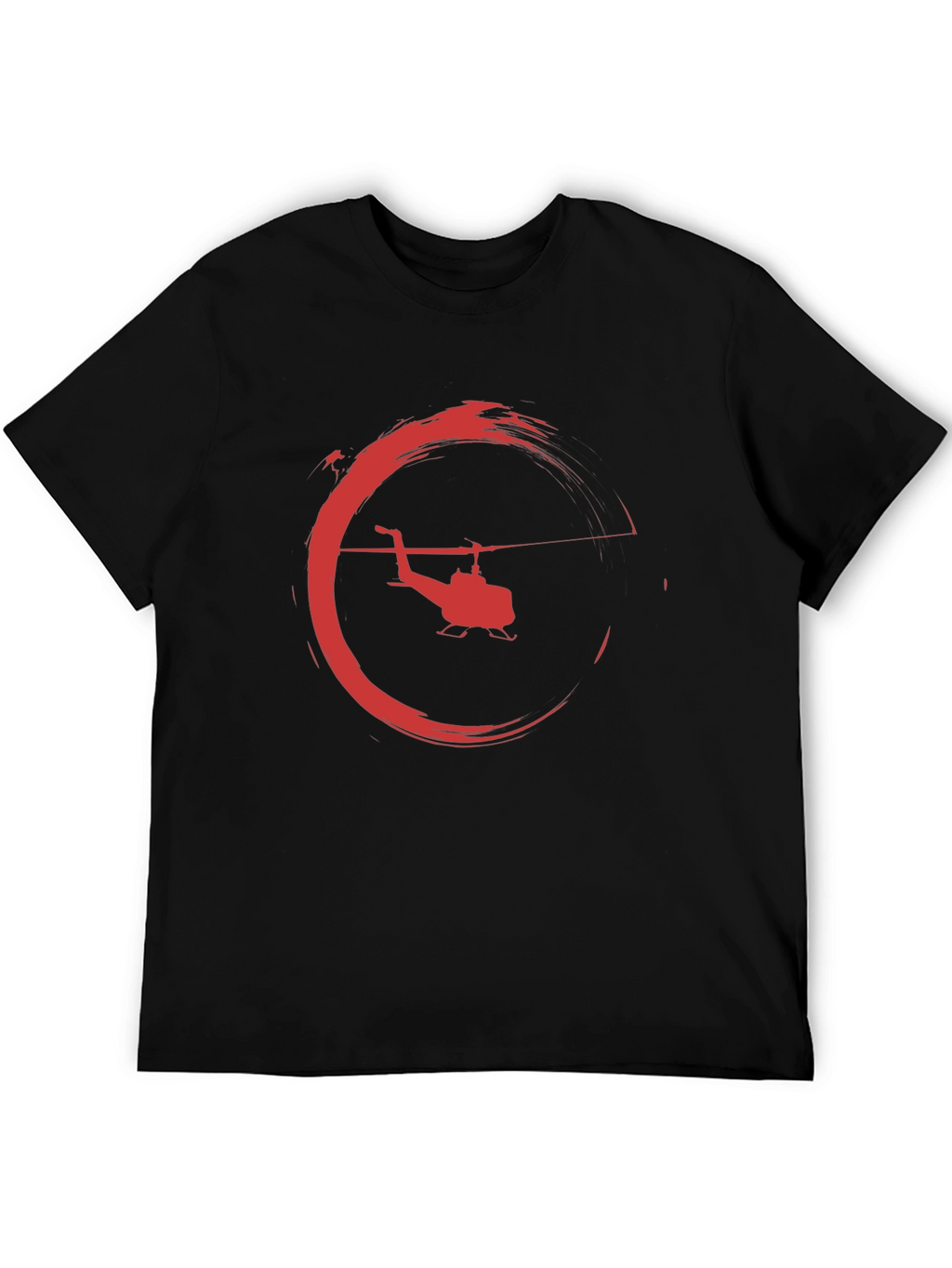 Helicopter Graphic Tee - Black Crew Neck T-Shirt