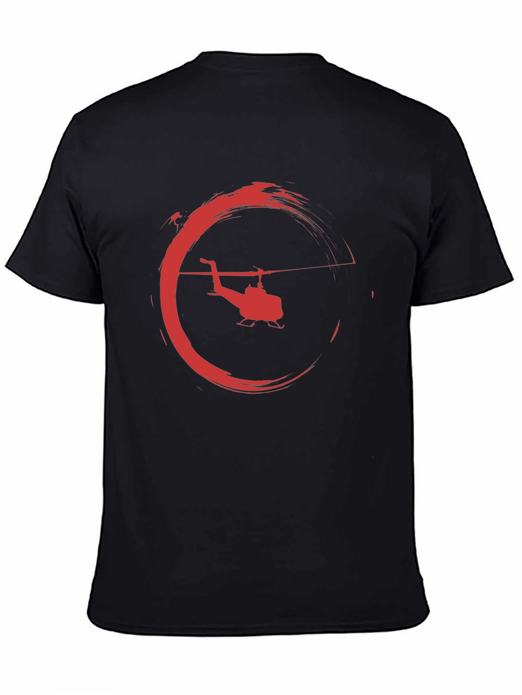 Helicopter Graphic Tee - Black Crew Neck T-Shirt