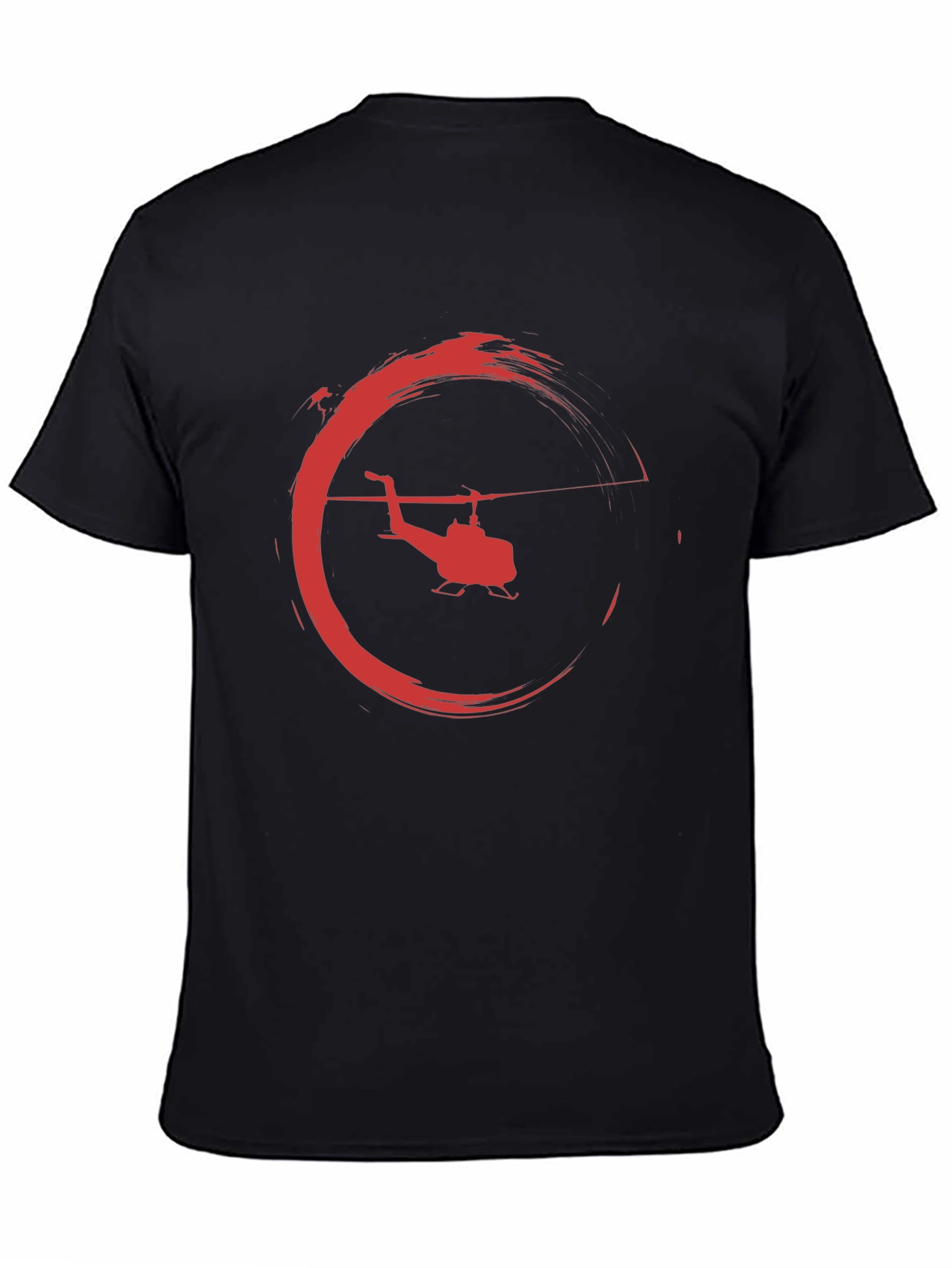 Helicopter Graphic Tee - Black Crew Neck T-Shirt