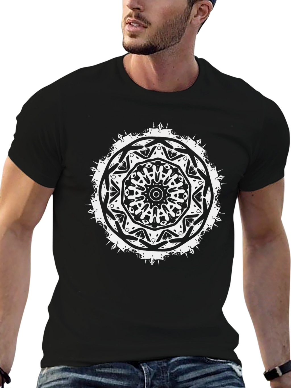 Black Mandala Graphic Tee - Unique Design