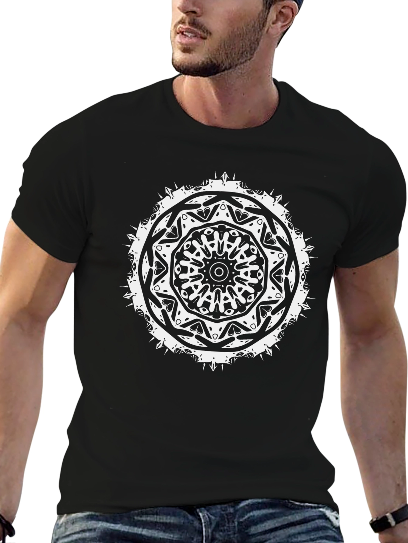 Black Mandala Graphic Tee - Unique Design
