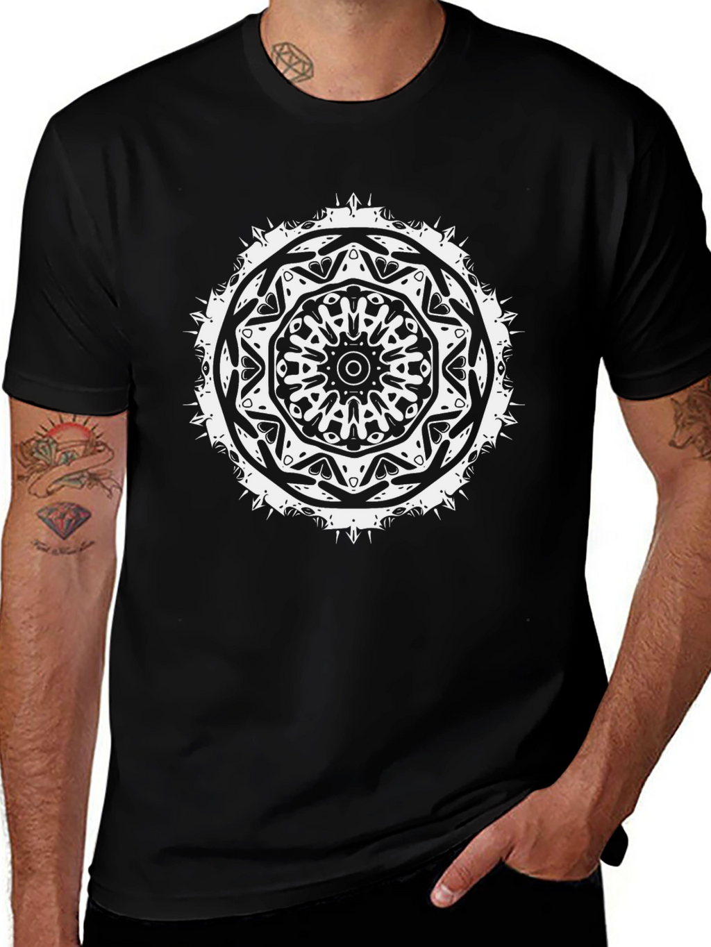 Black Mandala Graphic Tee - Unique Design