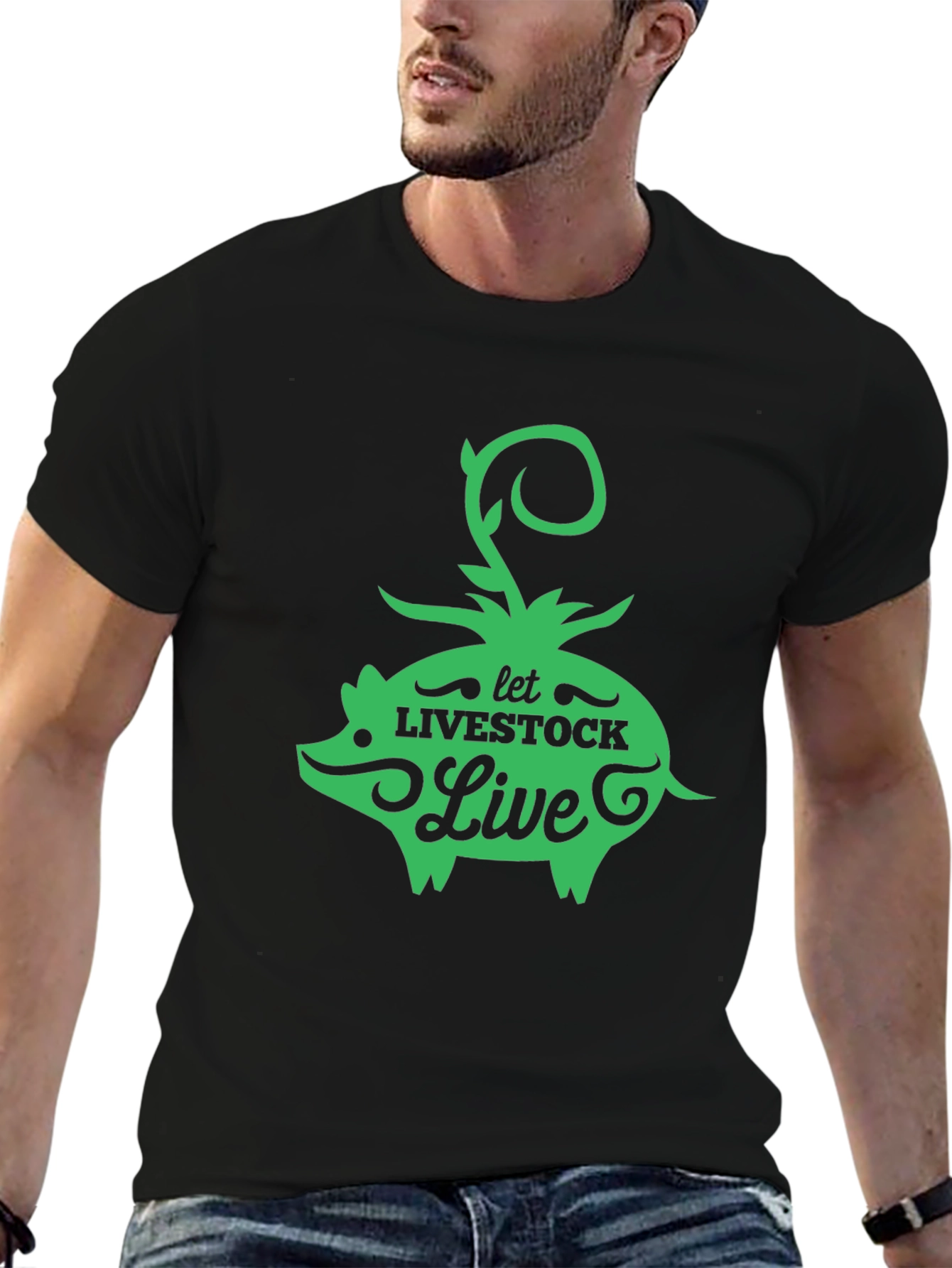 Let Livestock Live Pig Graphic Tee - Black