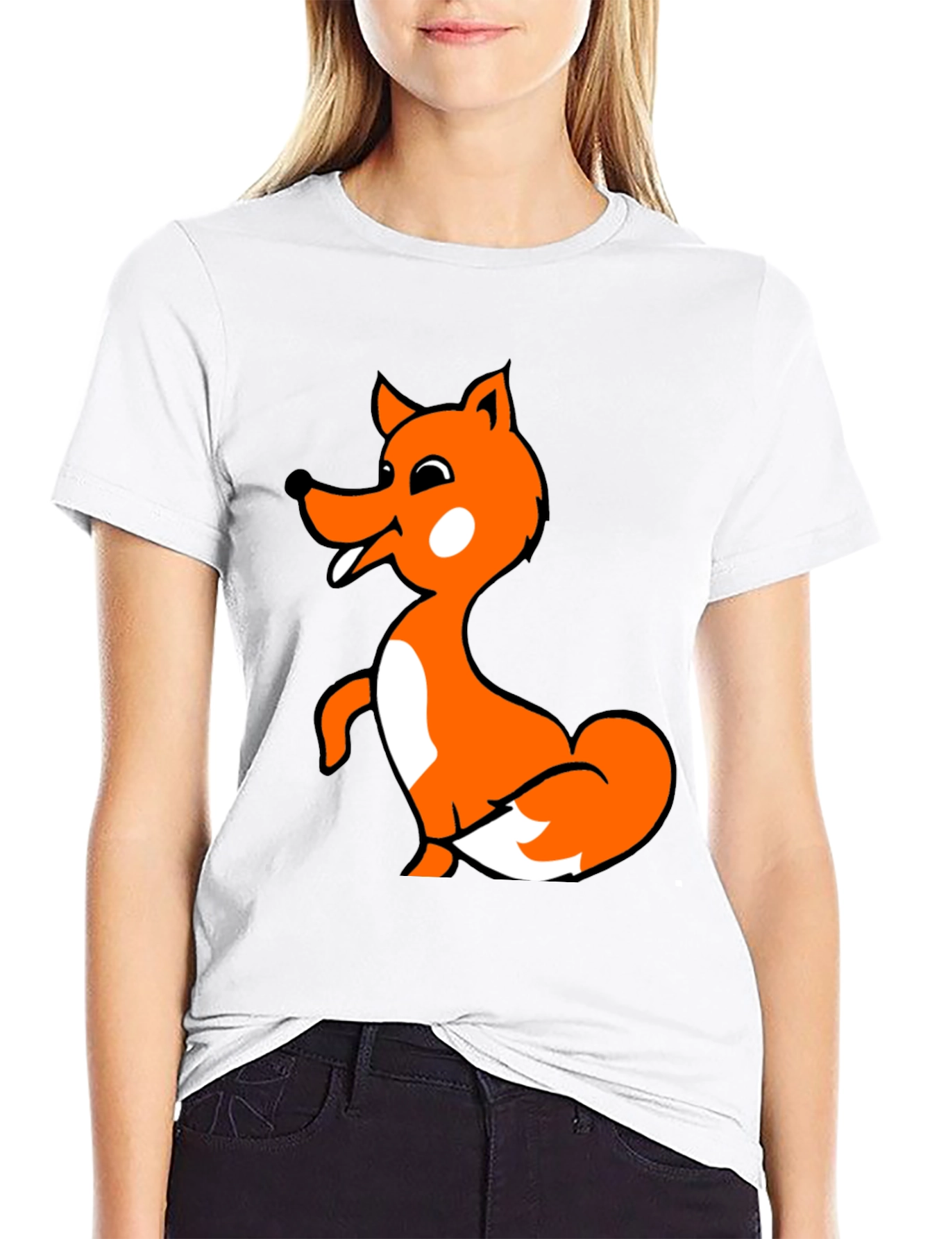 Fun Fox Graphic T-Shirt - Black Cotton Blend