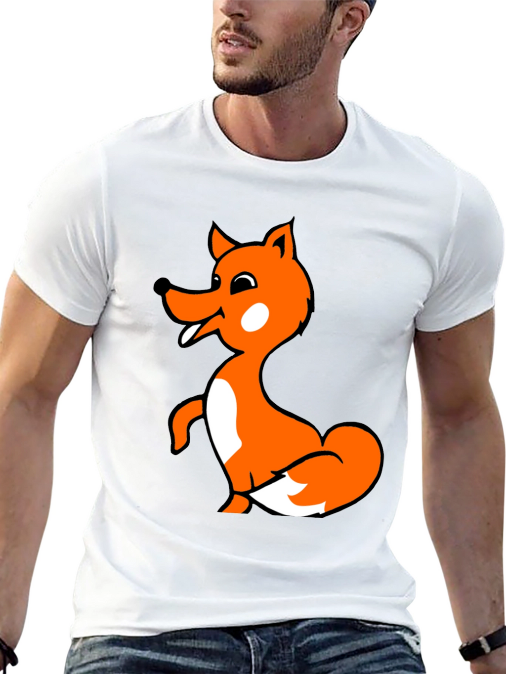 Fun Fox Graphic T-Shirt - Black Cotton Blend
