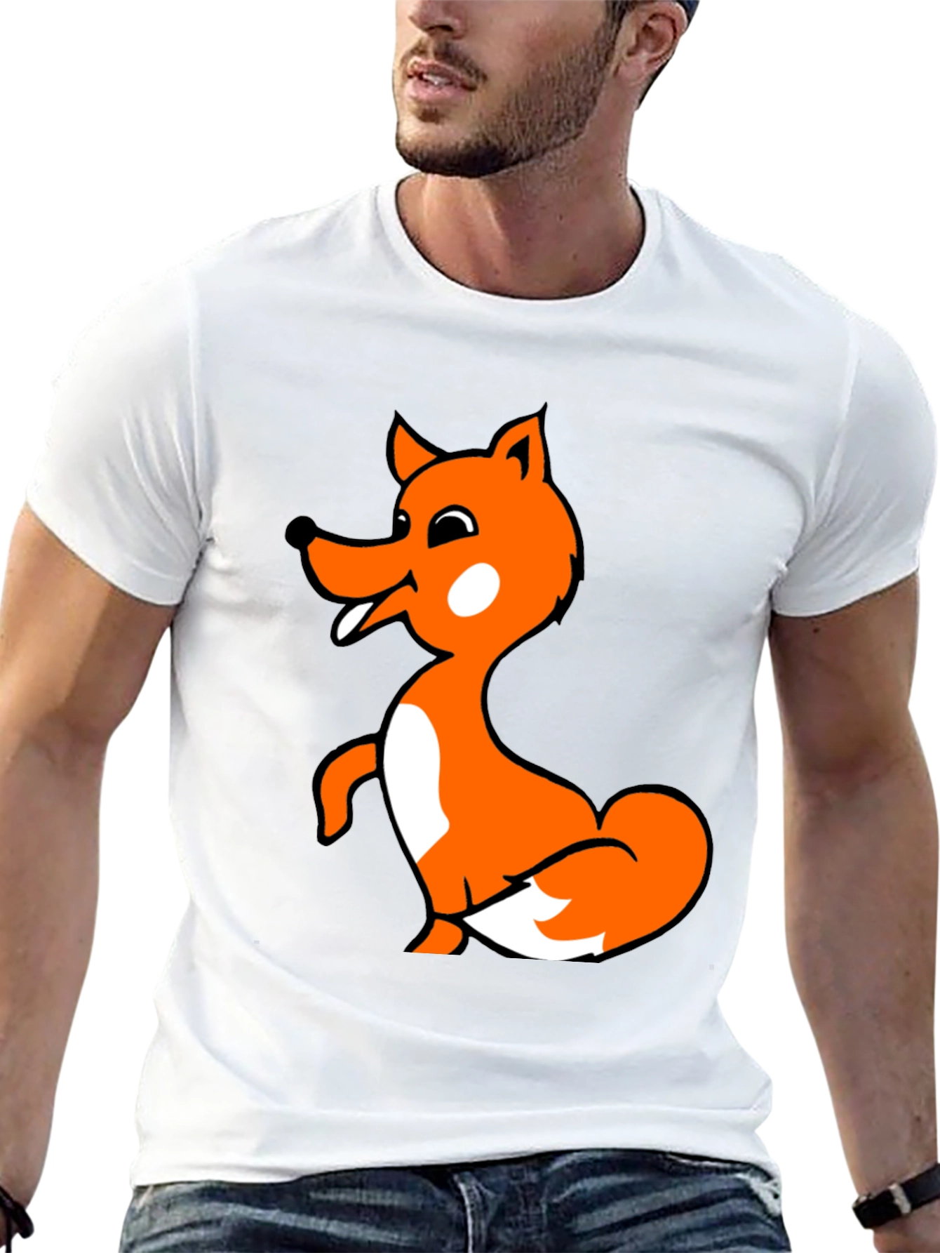 Fun Fox Graphic T-Shirt - Black Cotton Blend