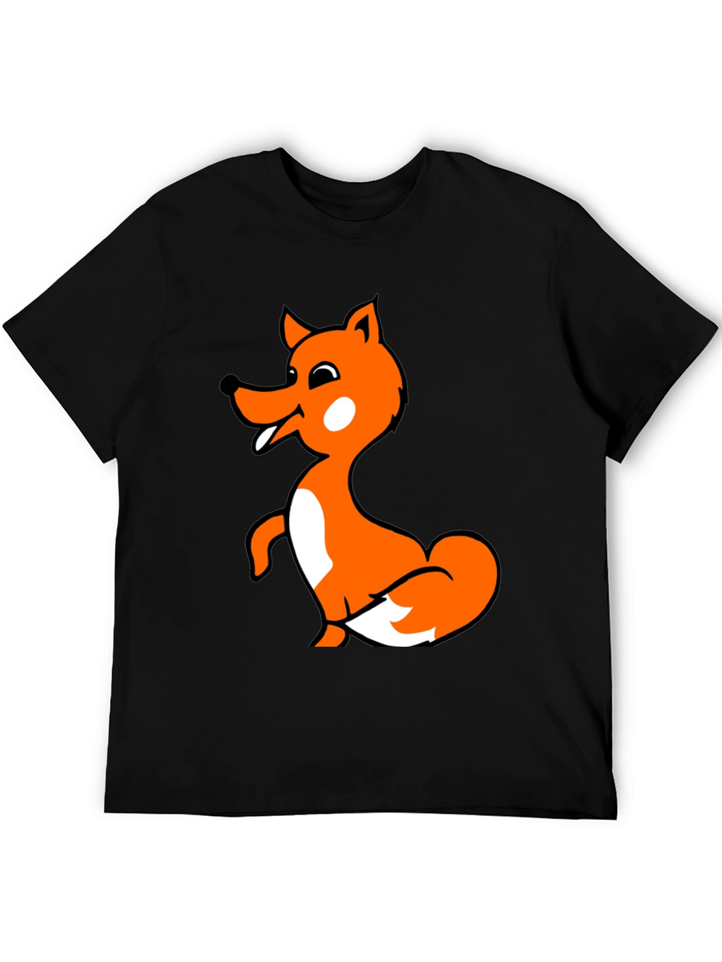 Fun Fox Graphic T-Shirt - Black Cotton Blend