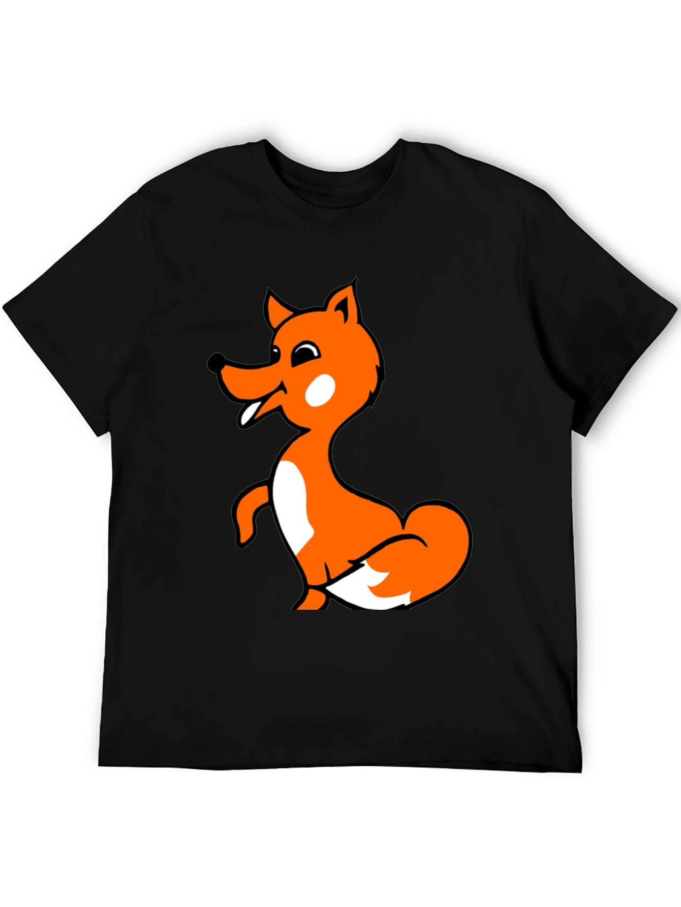 Fun Fox Graphic T-Shirt - Black Cotton Blend