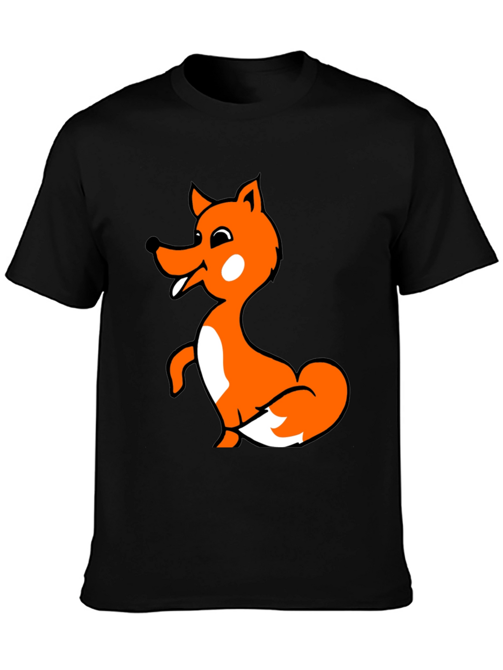 Fun Fox Graphic T-Shirt - Black Cotton Blend