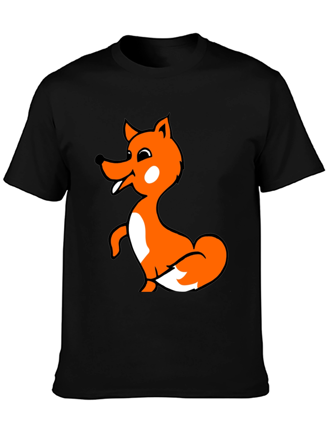 Fun Fox Graphic T-Shirt - Black Cotton Blend
