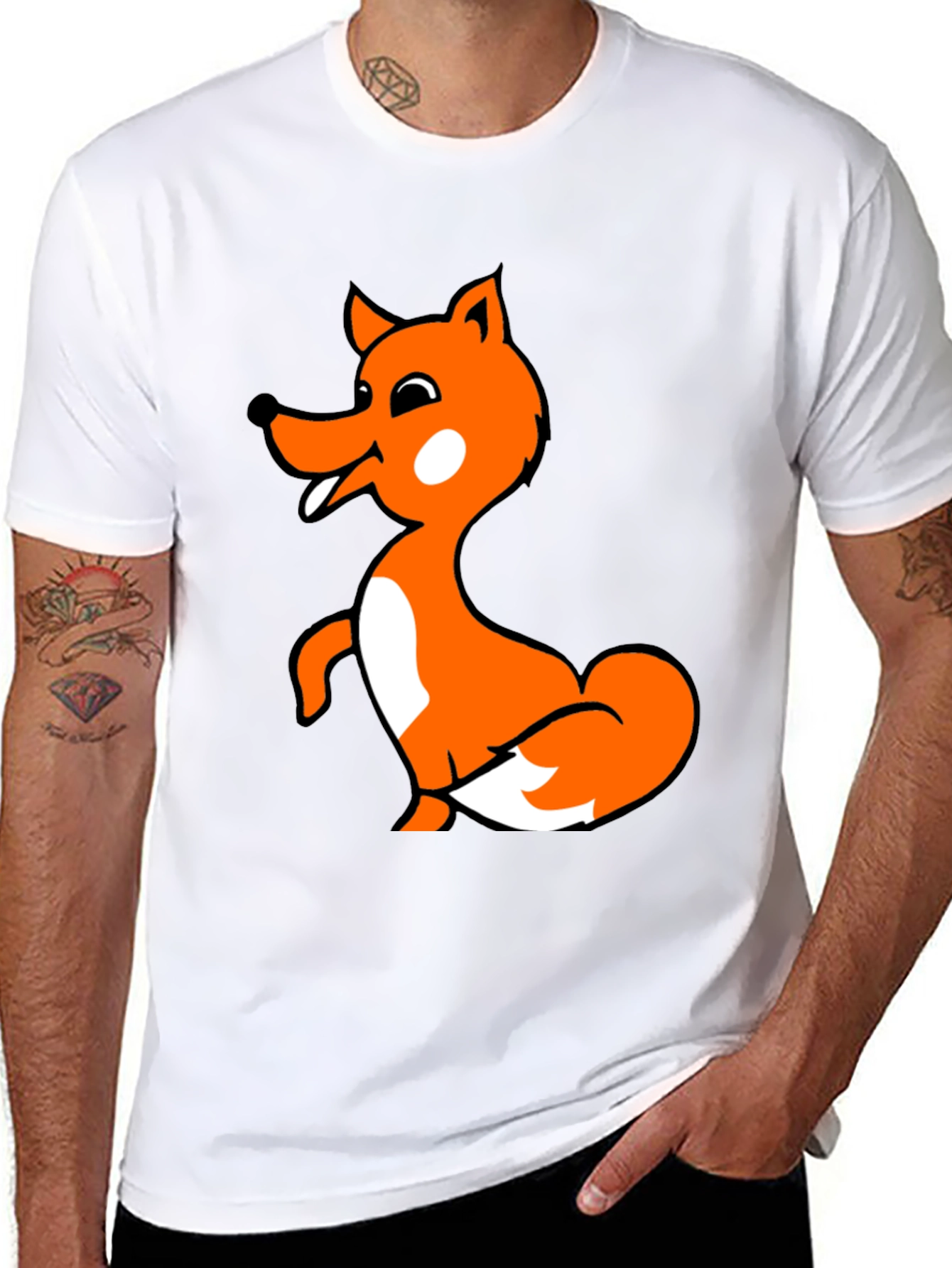 Fun Fox Graphic T-Shirt - Black Cotton Blend