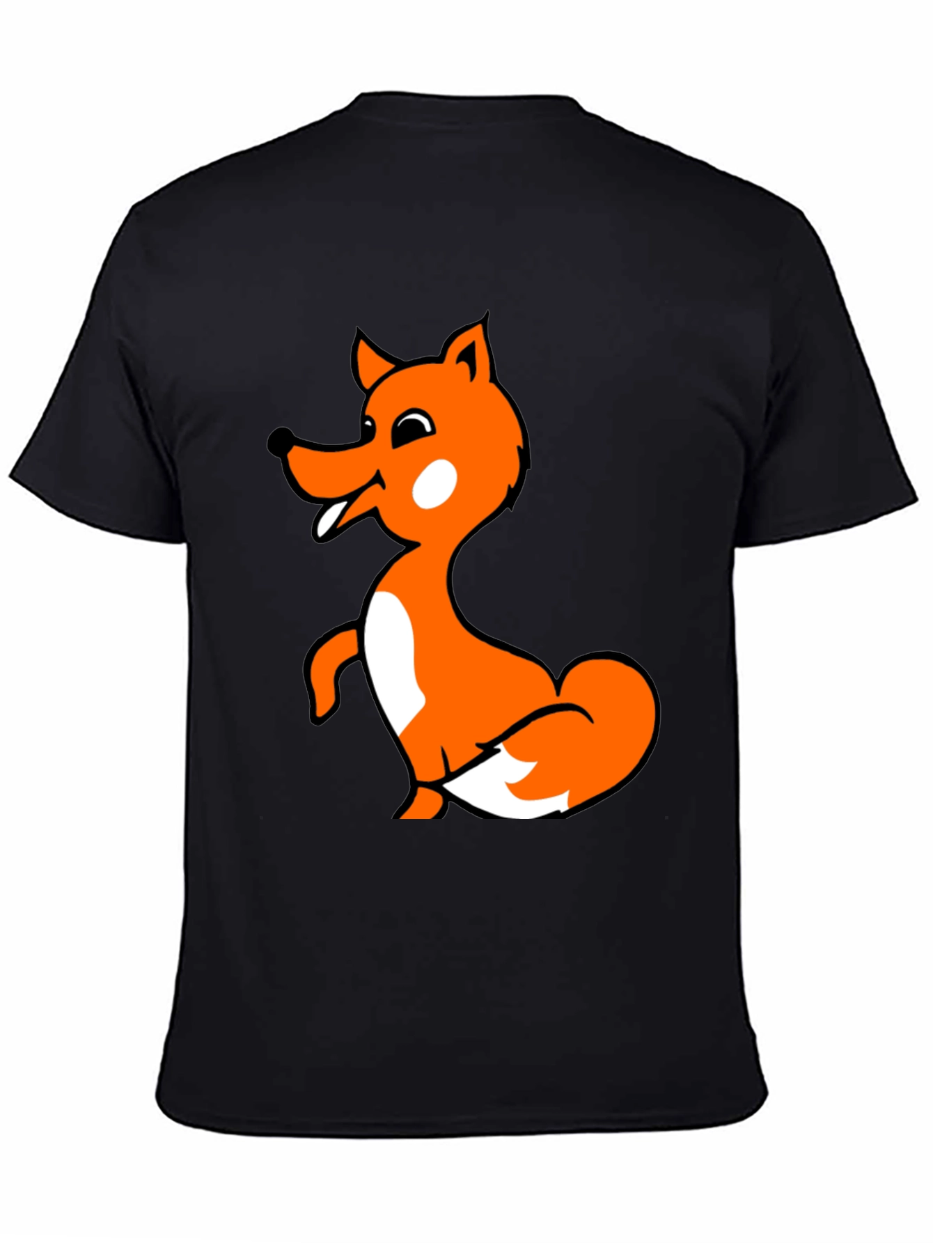 Fun Fox Graphic T-Shirt - Black Cotton Blend