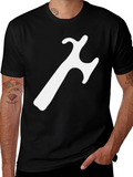 Modern Black T-Shirt with Abstract White Graphic