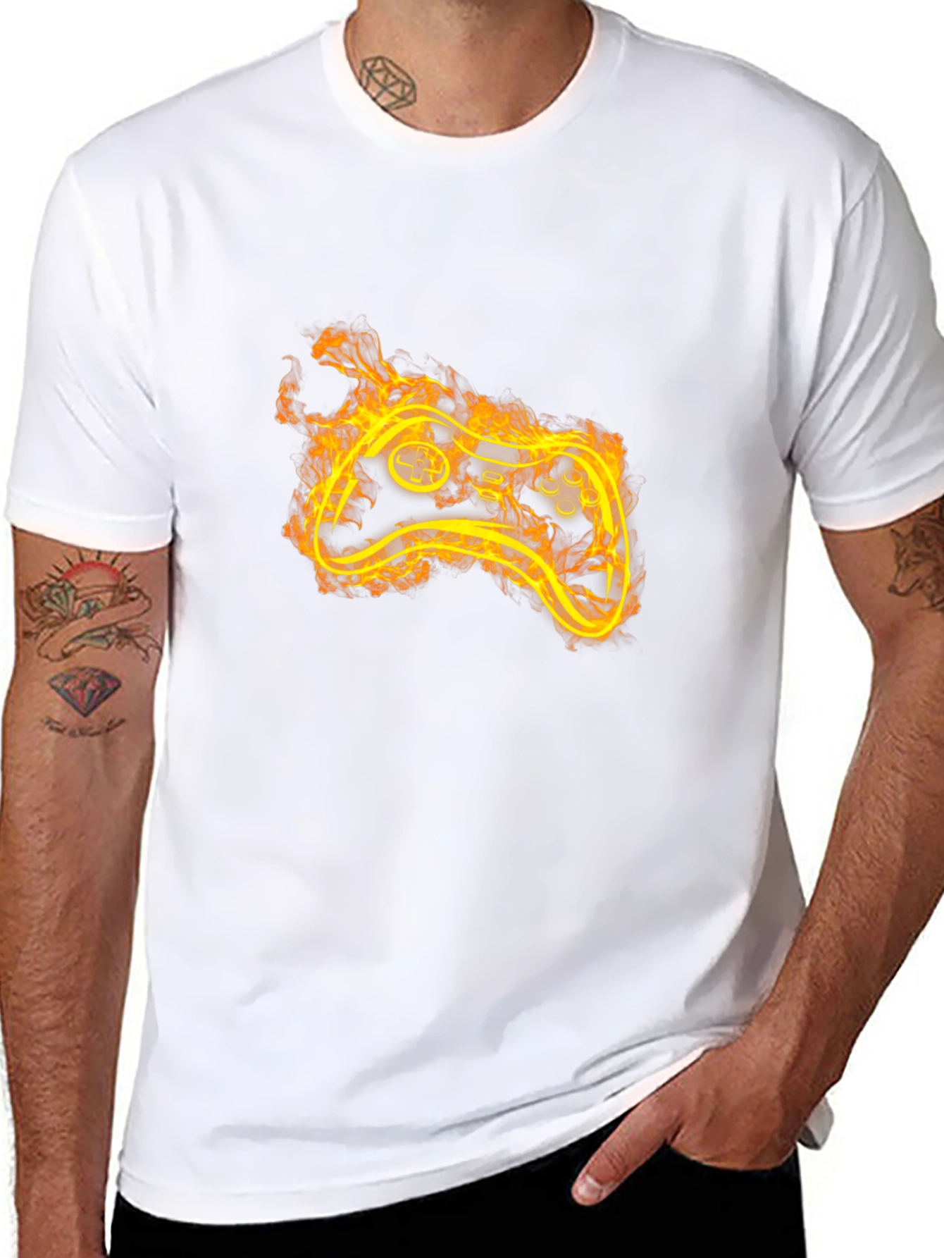 Fiery Game Controller Black T-Shirt