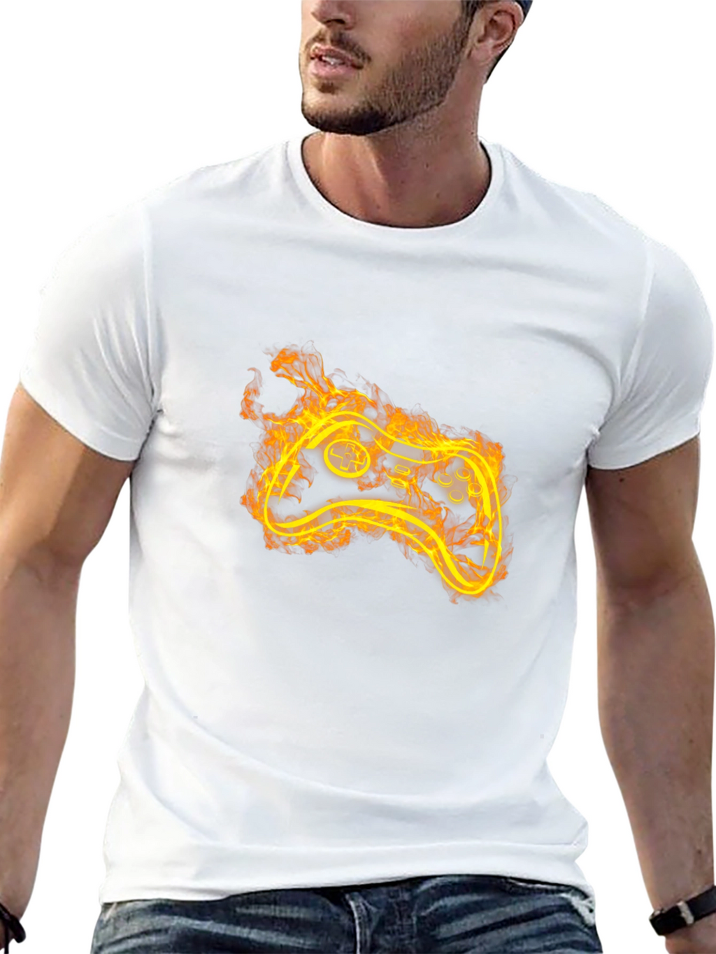Fiery Game Controller Black T-Shirt